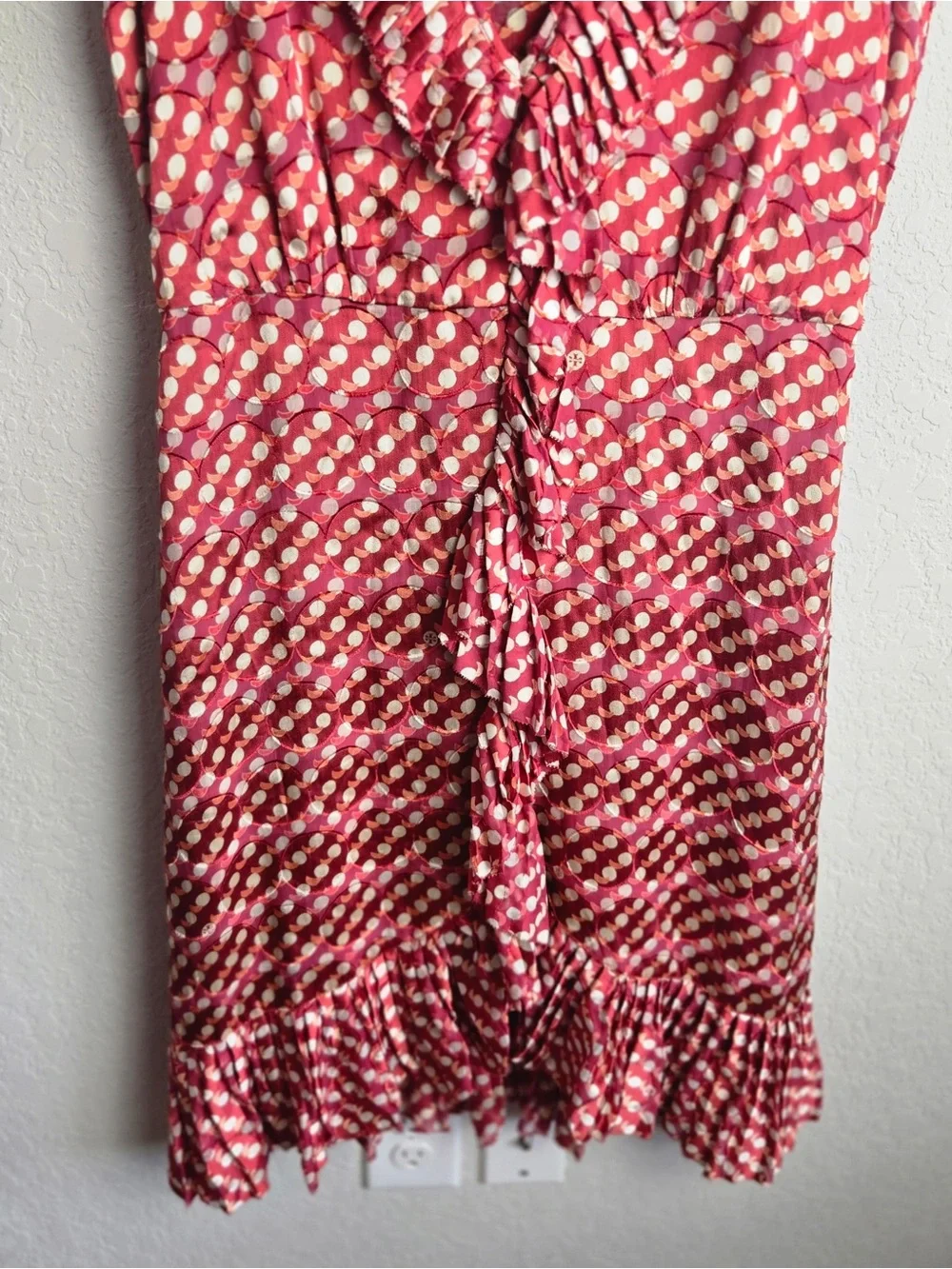 Tory Burch Janetta Circle Clip Dot Print Jacquard Dress 8 Orange Red Women’s